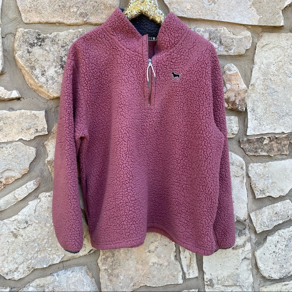 Victoria’s Secret PINK- teddy bear half zip size large